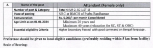 WB Govt Job Attendant Recruitment 2024